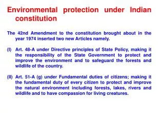 Environmental protection under Indian constitution