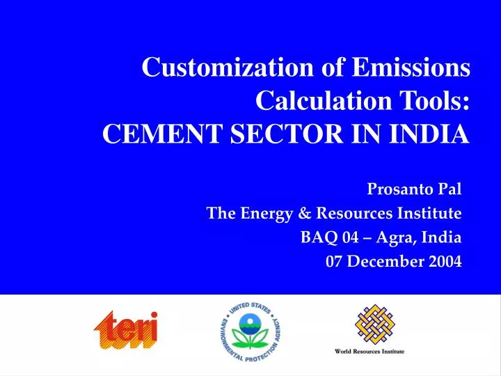 customization of emissions calculation tools cement sector in india