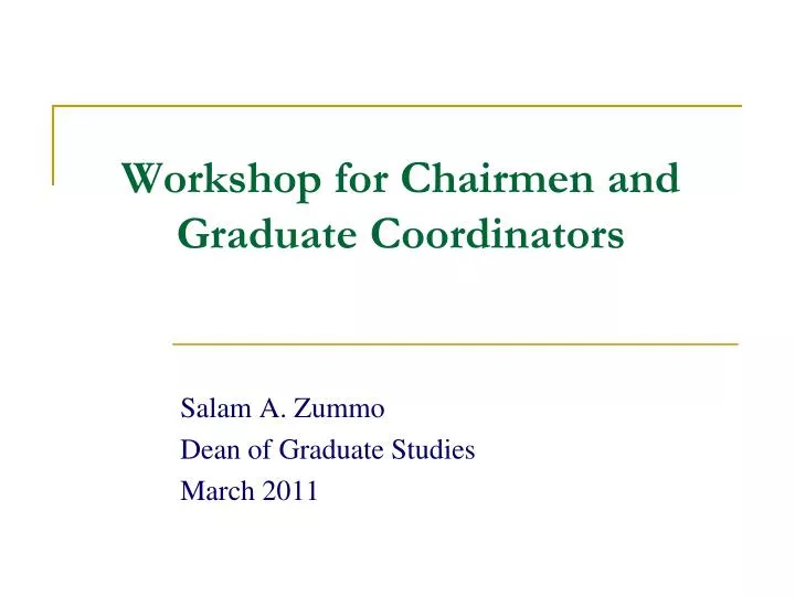 workshop for chairmen and graduate coordinators