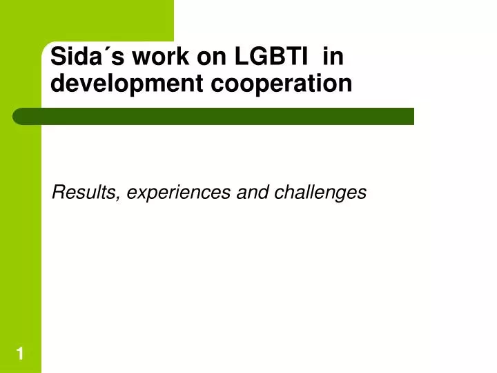 sida s work on lgbti in development cooperation