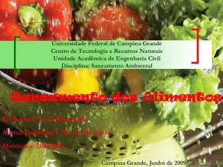 saneamento dos alimentos