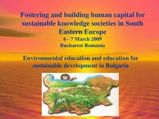 Environmental education and education for sustainable development in Bulgaria