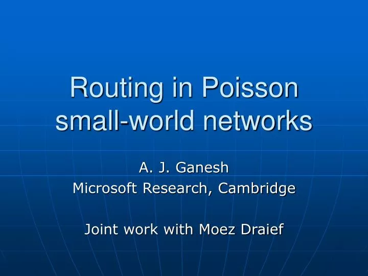 routing in poisson small world networks