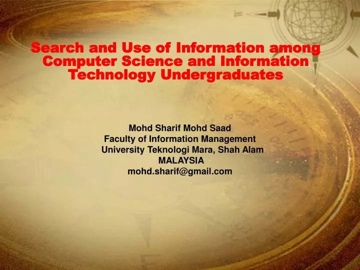 search and use of information among computer science and information technology undergraduates
