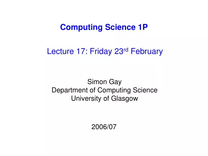 computing science 1p
