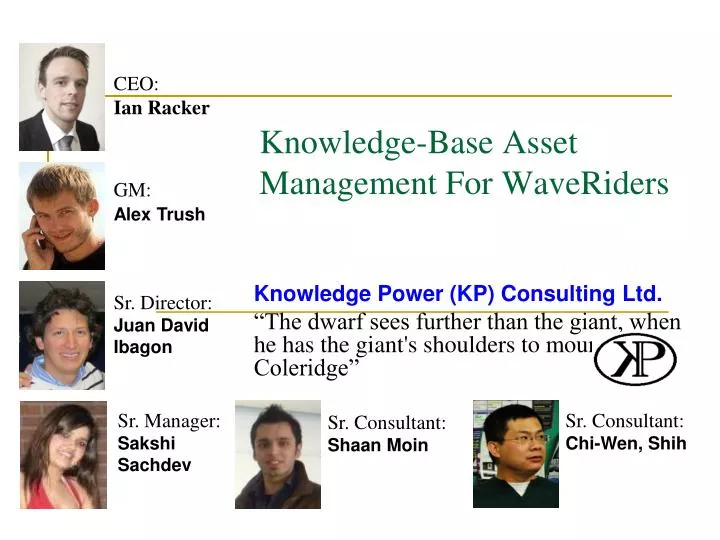 knowledge base asset management for waveriders