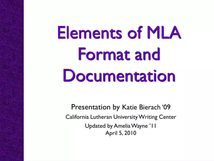 elements of mla format and documentation