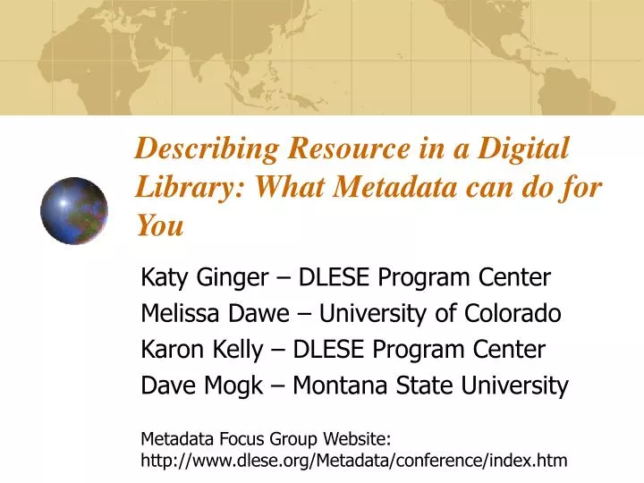 describing resource in a digital library what metadata can do for you