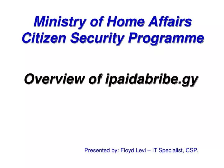 ministry of home affairs citizen security programme