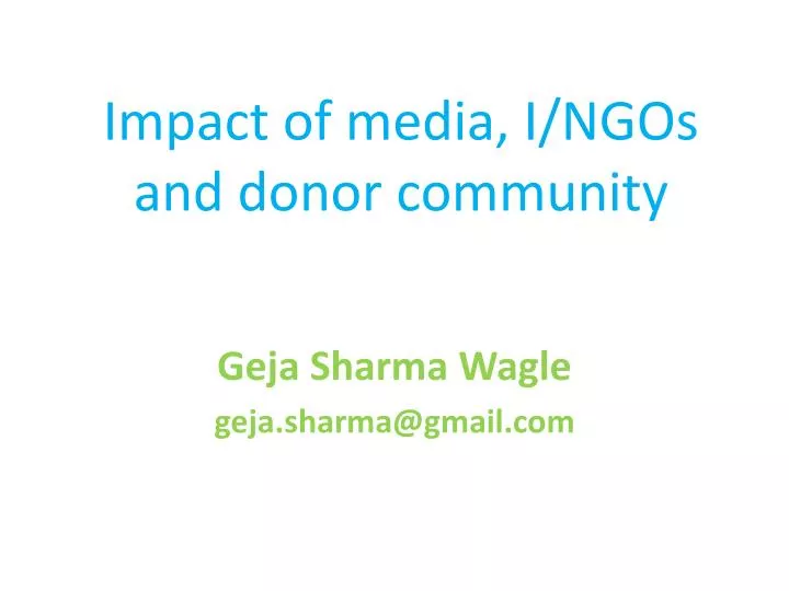 impact of media i ngos and donor community