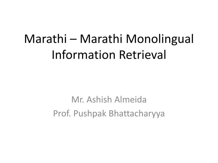 marathi marathi monolingual information retrieval