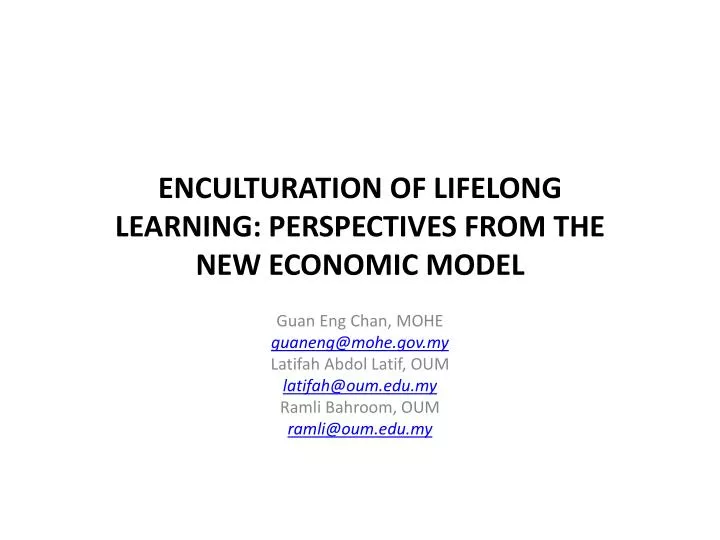 enculturation of lifelong learning perspectives from the new economic model