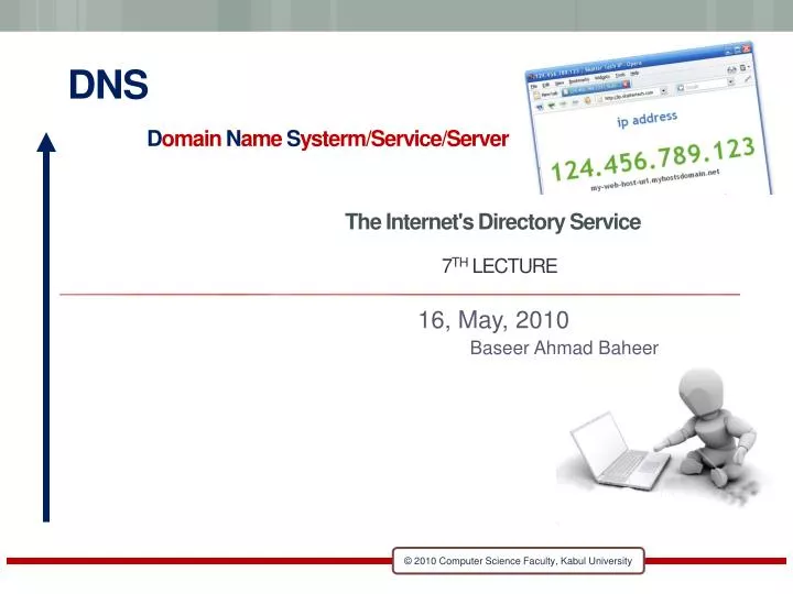 dns d omain n ame s ysterm service server the internet s directory service 7 th lecture