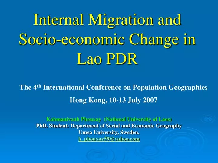 internal migration and socio economic change in lao pdr