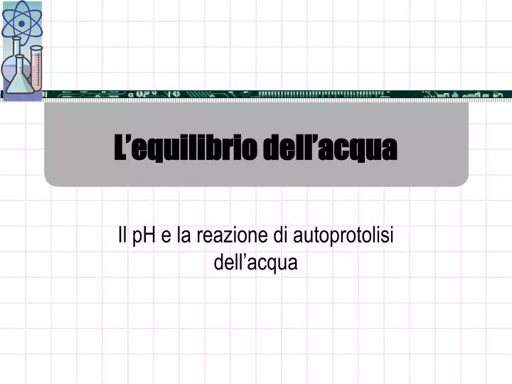 l equilibrio dell acqua