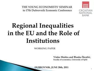 THE YOUNG ECONOMISTS' SEMINAR to 17th Dubrovnik Economic Conference