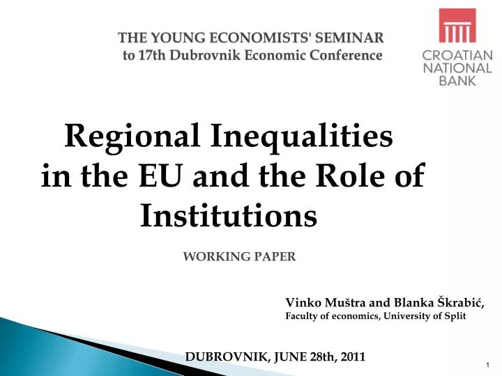 the young economists seminar to 17th dubrovnik economic conference