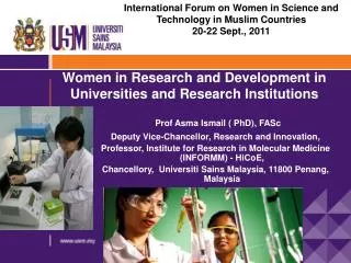 Women in Research and Development in Universities and Research Institutions