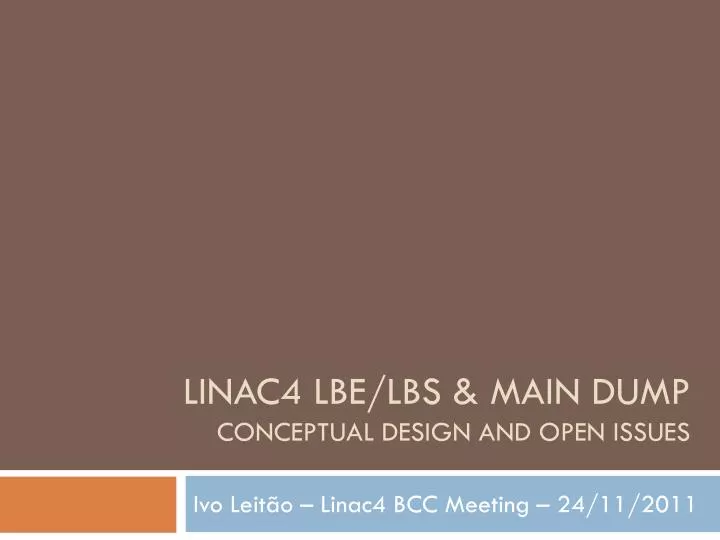 linac4 lbe lbs main dump conceptual design and open issues