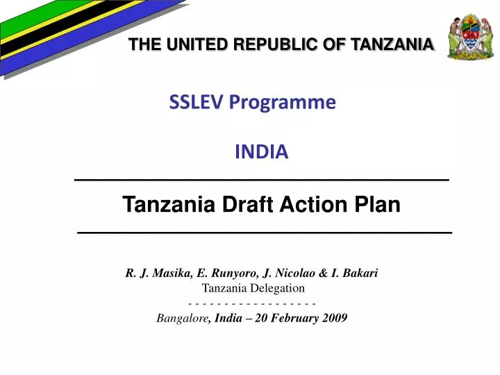 sslev programme india tanzania draft action plan
