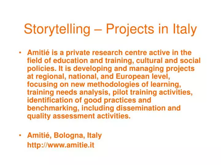 storytelling projects in italy