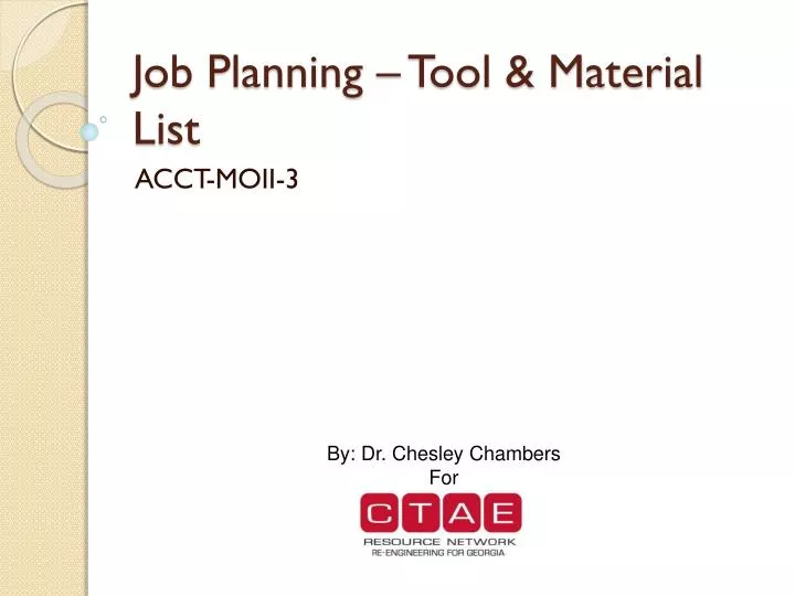 job planning tool material list