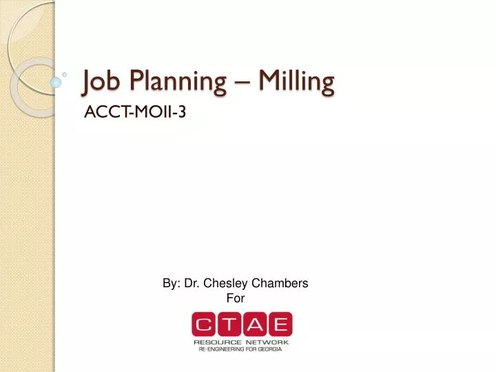 job planning milling