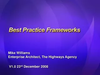 Best Practice Frameworks