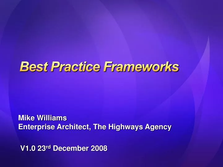 best practice frameworks
