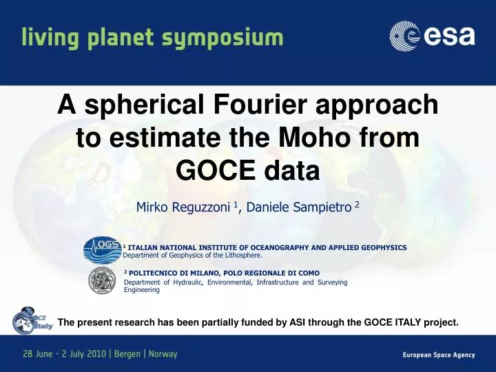 a spherical fourier approach to estimate the moho from goce data