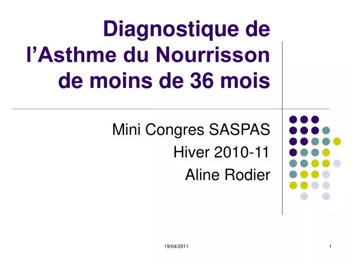 diagnostique de l asthme du nourrisson de moins de 36 mois