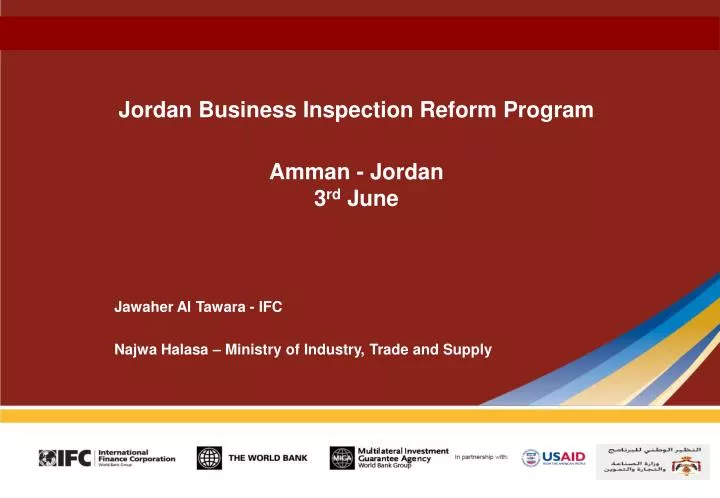 jordan business inspection reform program amman jordan 3 rd june