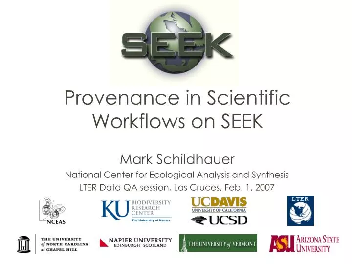 provenance in scientific workflows on seek
