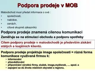 podpora prodeje v mob