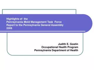 Judith E. Gostin Occupational Health Program