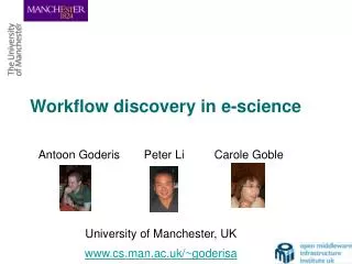 Workflow discovery in e-science