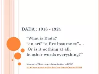 DADA : 1916 - 1924