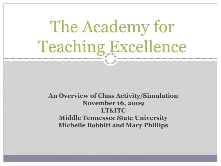 the academy for teaching excellence