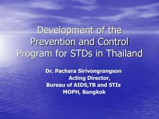 Development of the Prevention and Control Program for STDs in Thailand