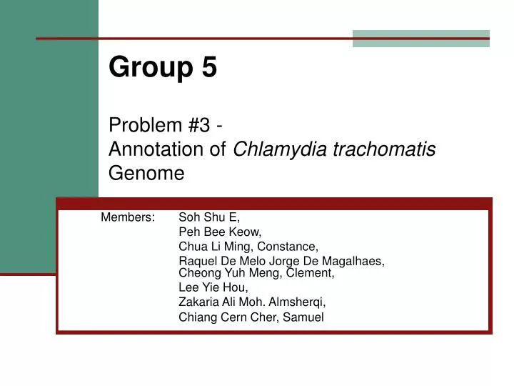 group 5 problem 3 annotation of chlamydia trachomatis genome