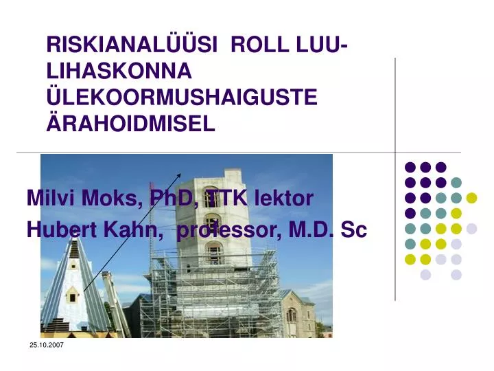 riskianal si roll luu lihaskonna lekoormushaiguste rahoidmisel