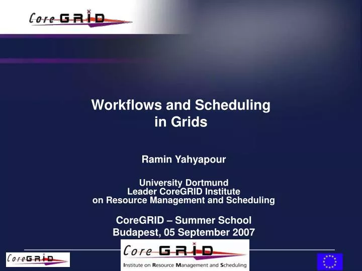 workflows and scheduling in grids