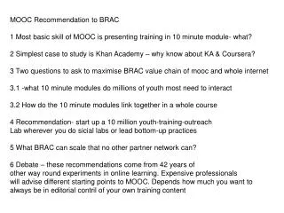 MOOC Recommendation to BRAC