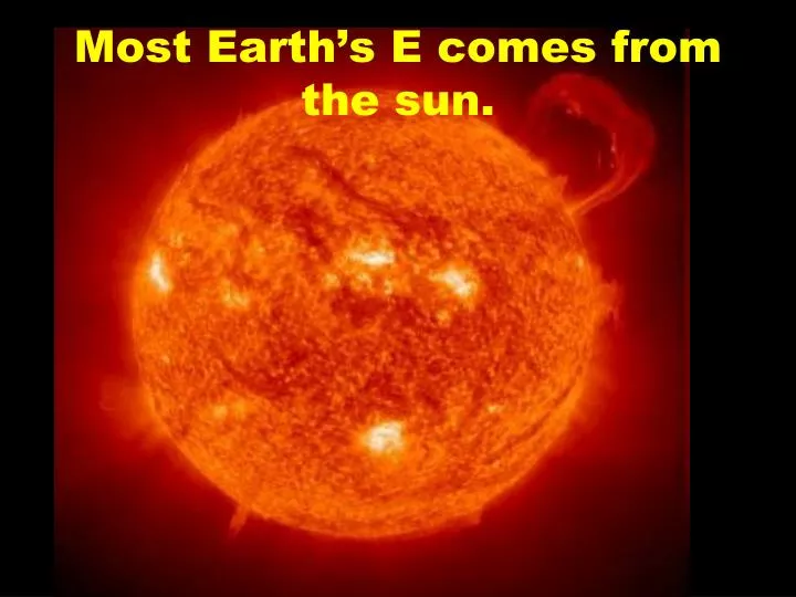 most earth s e comes from the sun