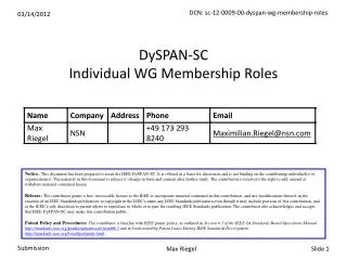 DySPAN -SC Individual WG Membership Roles