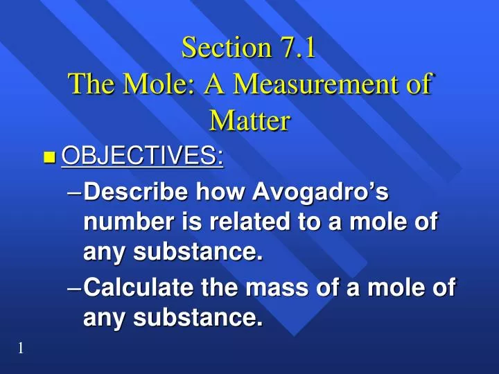 section 7 1 the mole a measurement of matter