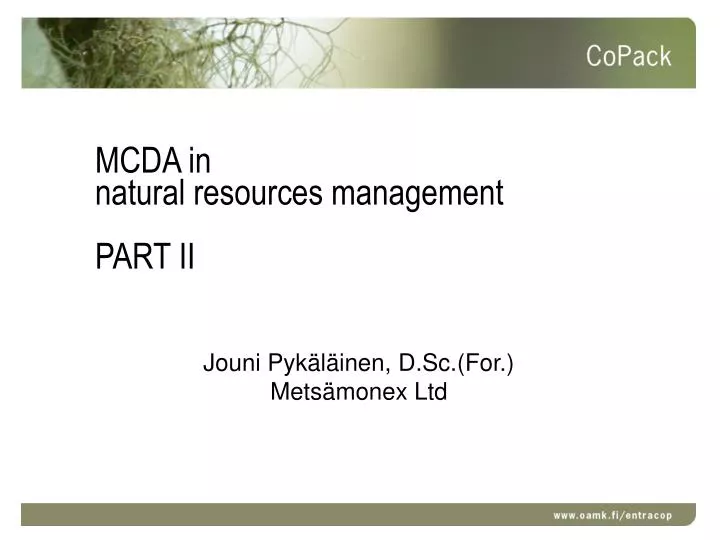 mcda in natural resources management part ii