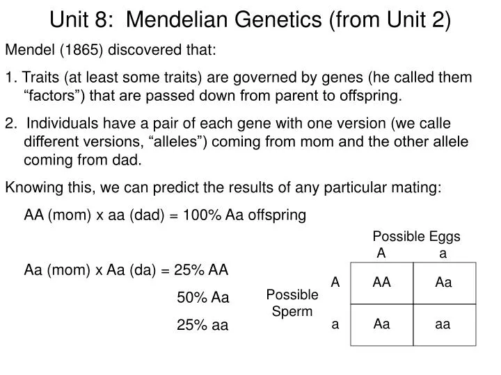 unit 8 mendelian genetics from unit 2