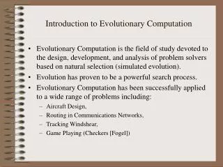 Introduction to Evolutionary Computation