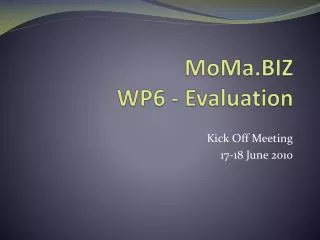 MoMa.BIZ WP6 - Evaluation